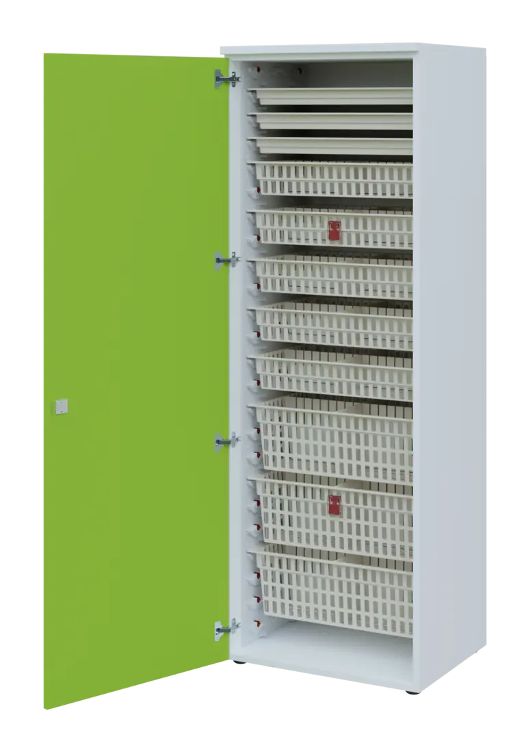EUROMEDICA D - 66 ABS skříň léková boxová, 1-dveřová, levá, 1950x660x535, korpus bílý, dvířka jarní